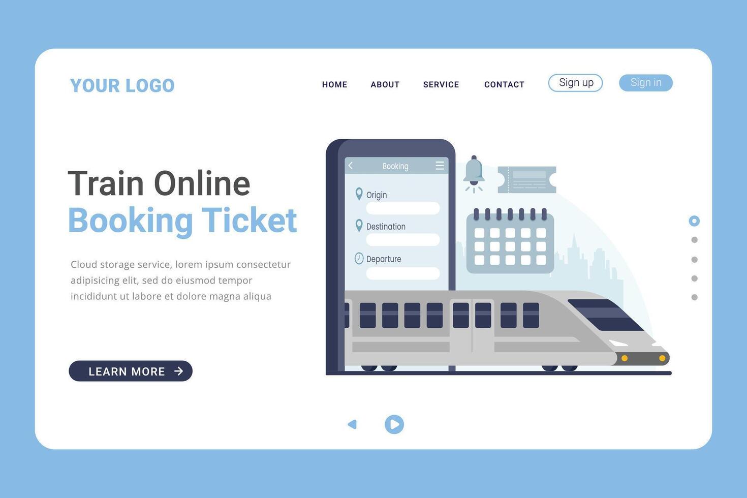Online train booking interface vector