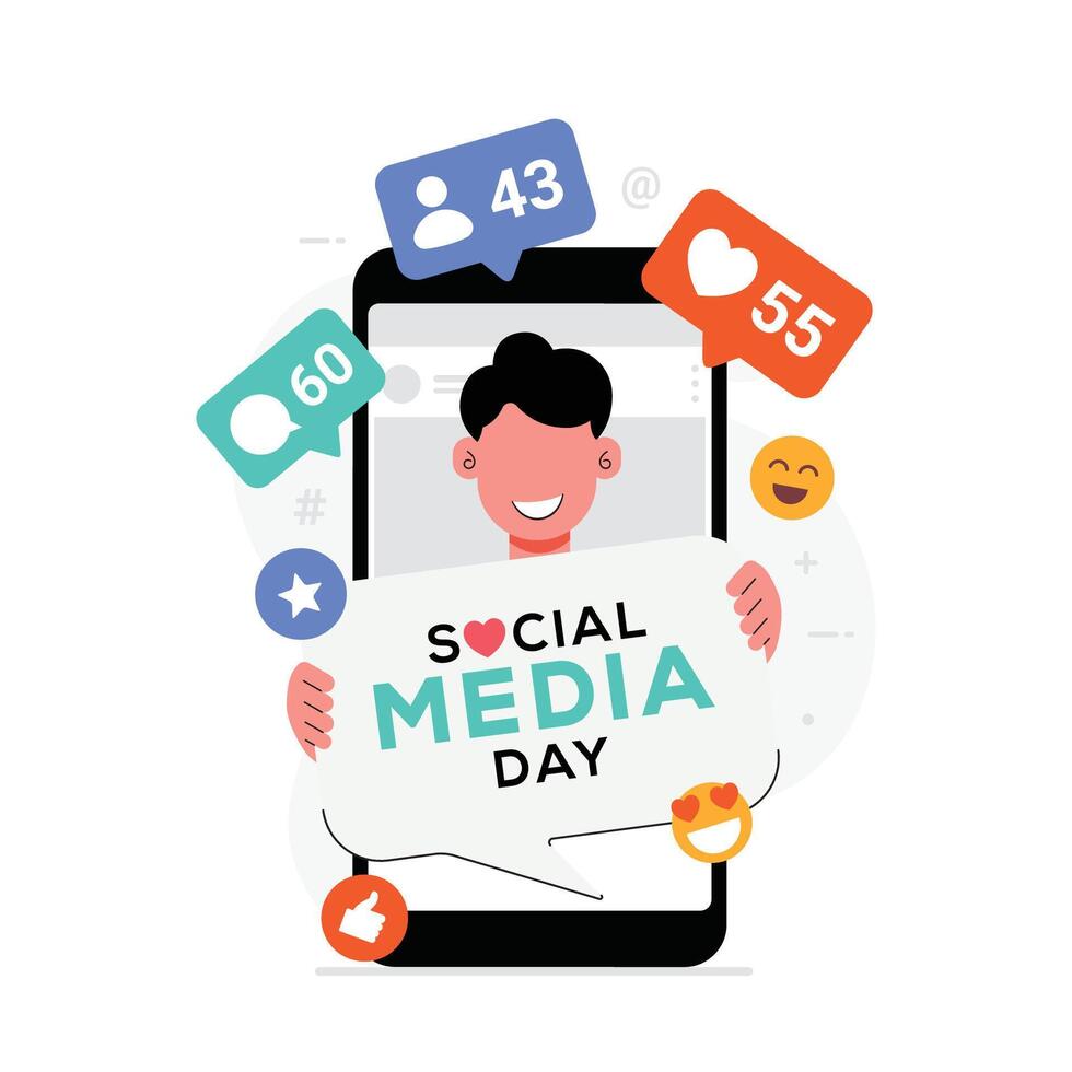 Happy Social media day illustration vector