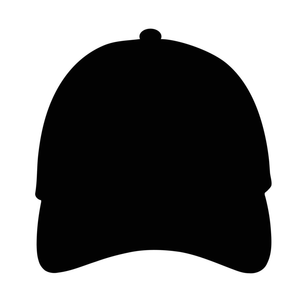 Black baseball cap silhouette isolated against a white background for design purposes vector