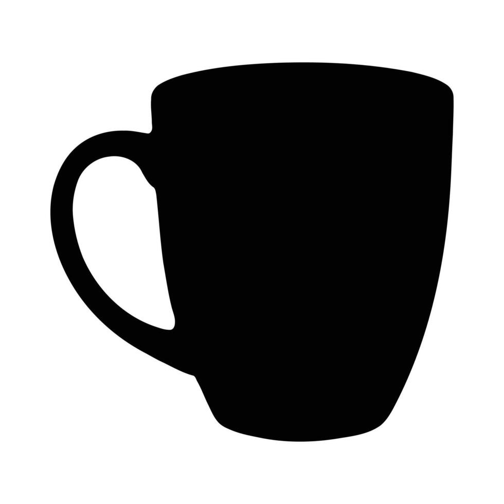 Simple silhouette of a black coffee mug on a white background isolated illustration vector