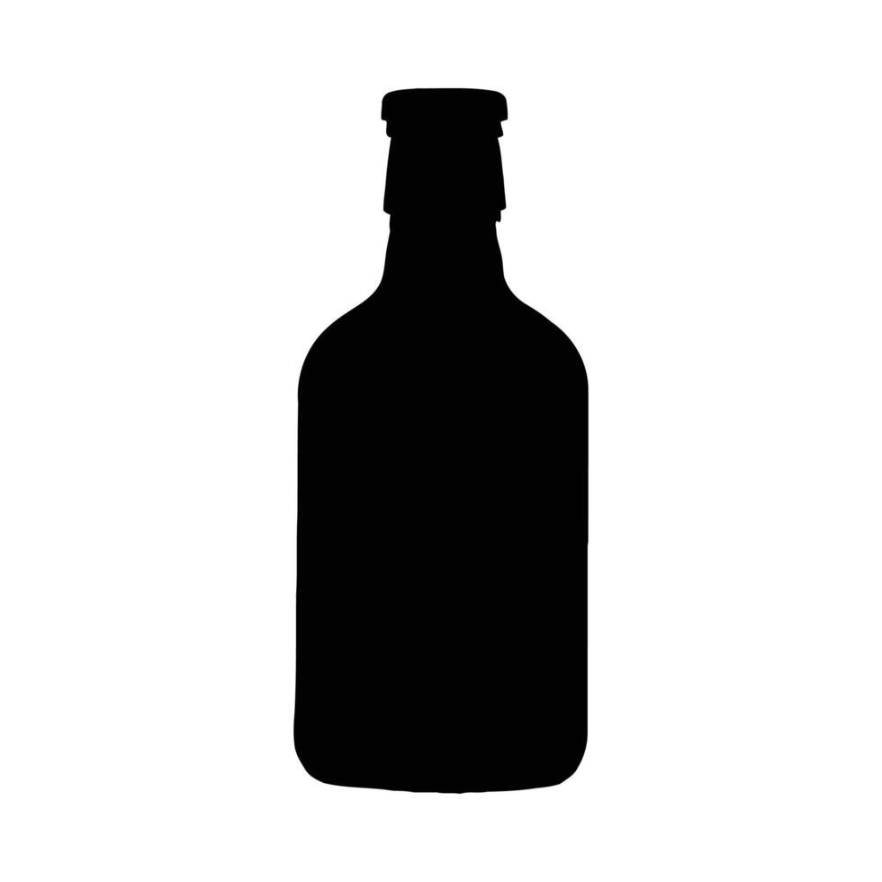 Black silhouette of a beer bottle isolated on a clean white background for design and branding vector