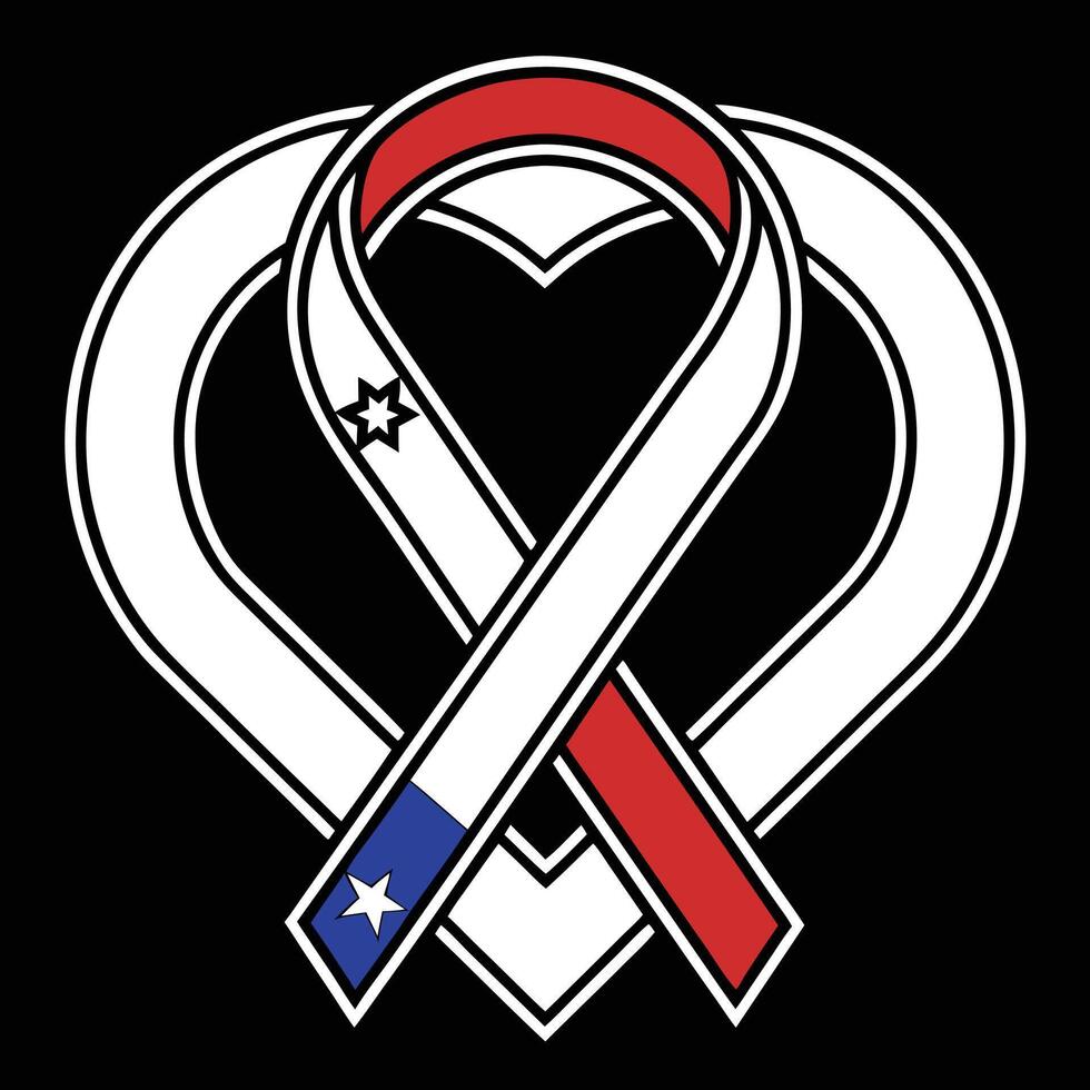 Red White Blue Patriotic Awareness Ribbon Heart Symbol Black Background Graphic vector
