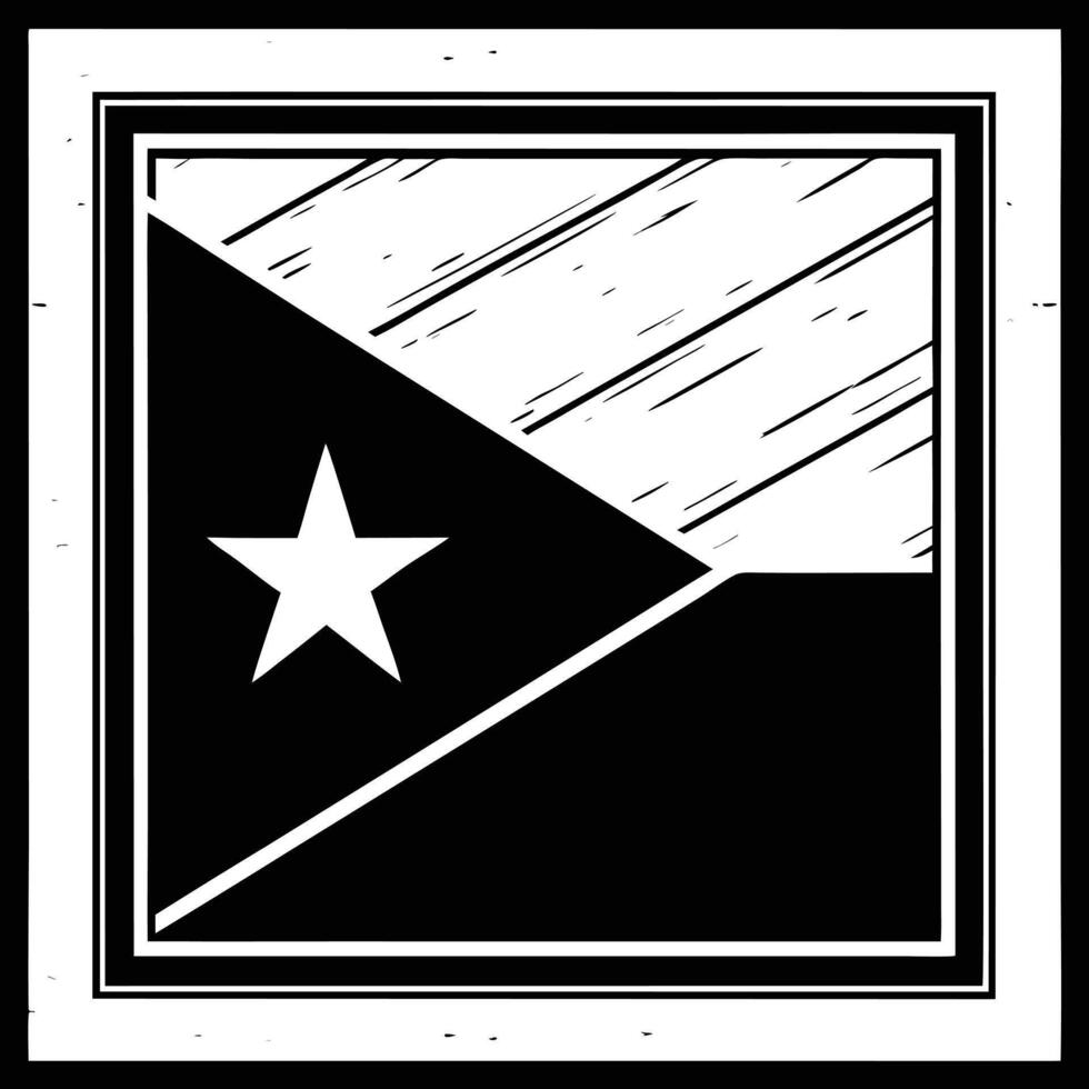 Black White Abstract Star Emblem Minimalist Geometric Framed Graphic Artwork vector
