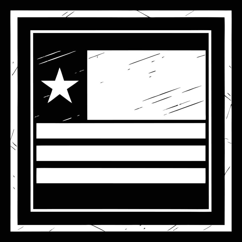 Grunge Style Black White American Flag Graphic Abstract Framed Star Stripes vector