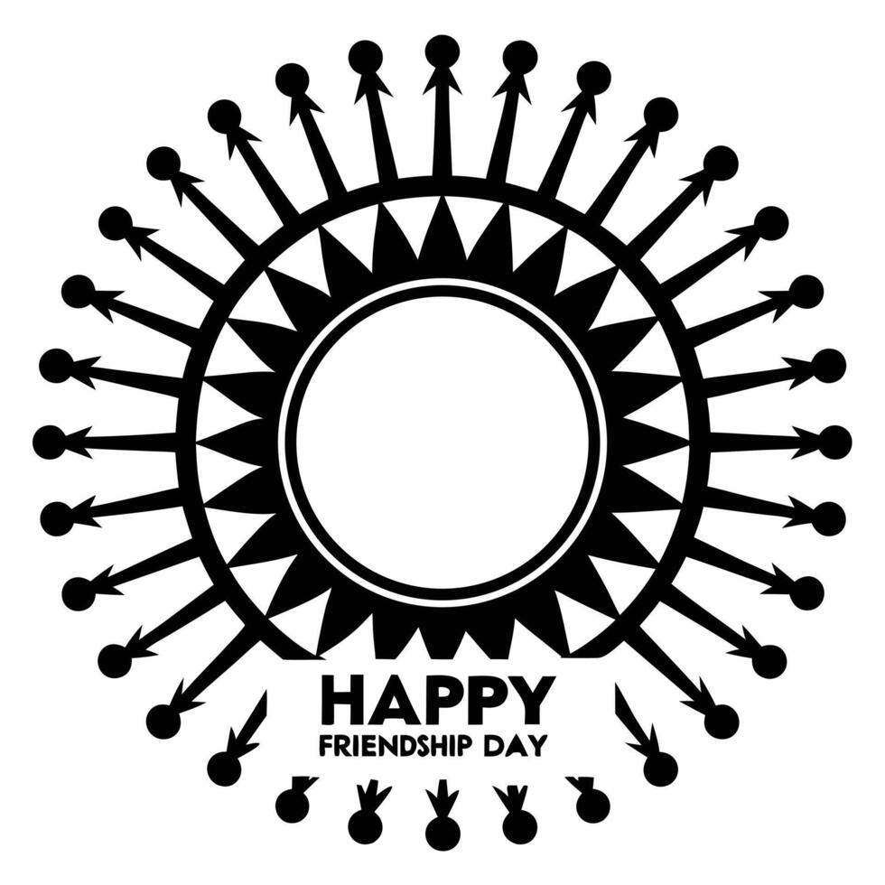 Black White Silhouette Happy Friendship Day Circular Design Geometric Sunburst Friends vector