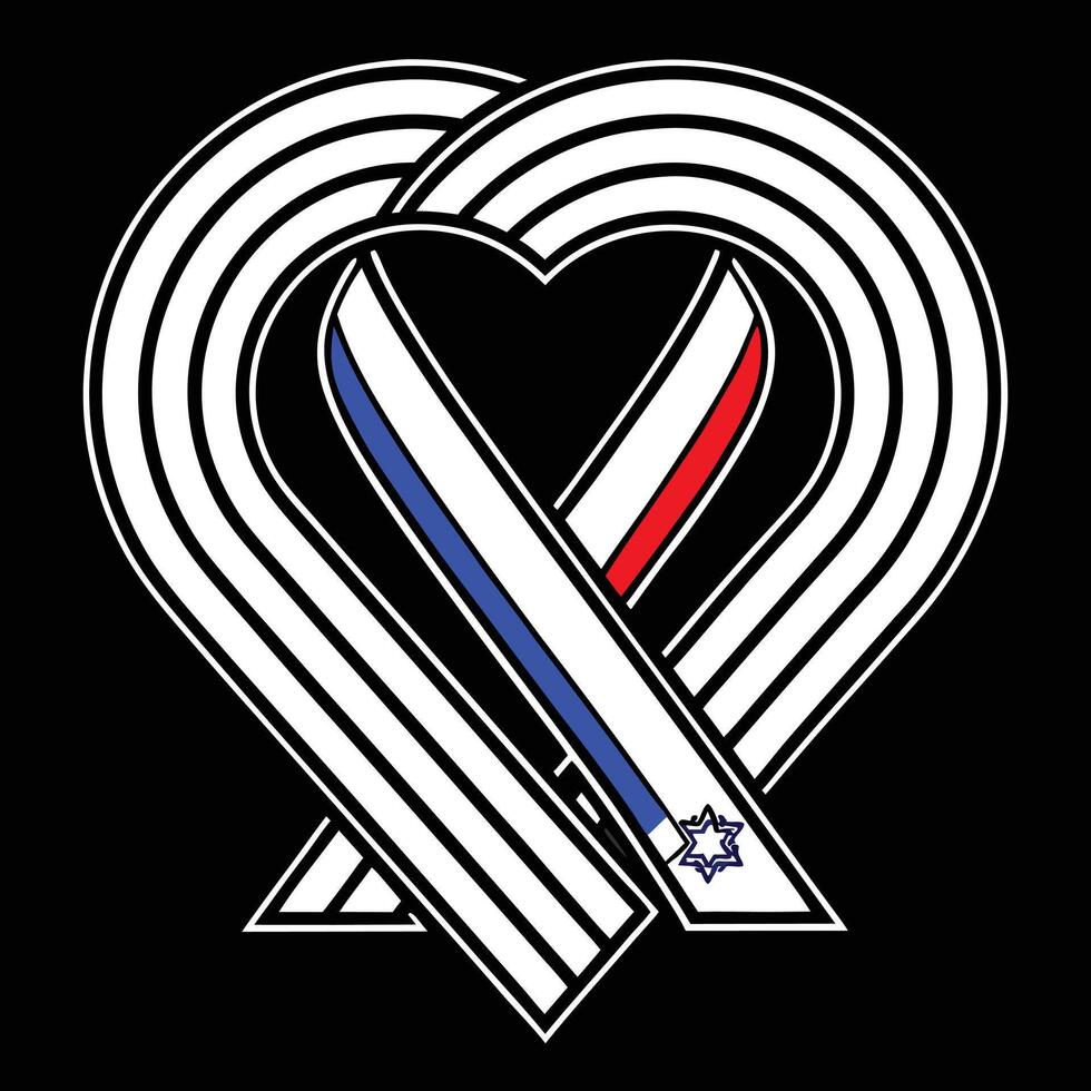 Black White Red Blue Striped Heart Ribbon Graphic Patriotic Remembrance Symbol stripes vector