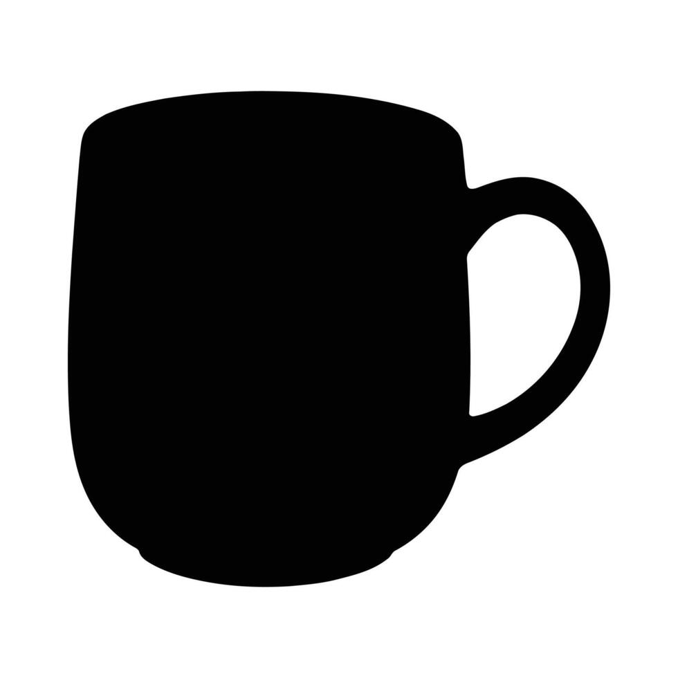 Silhouette of a simple coffee mug or cup in black color on white background vector