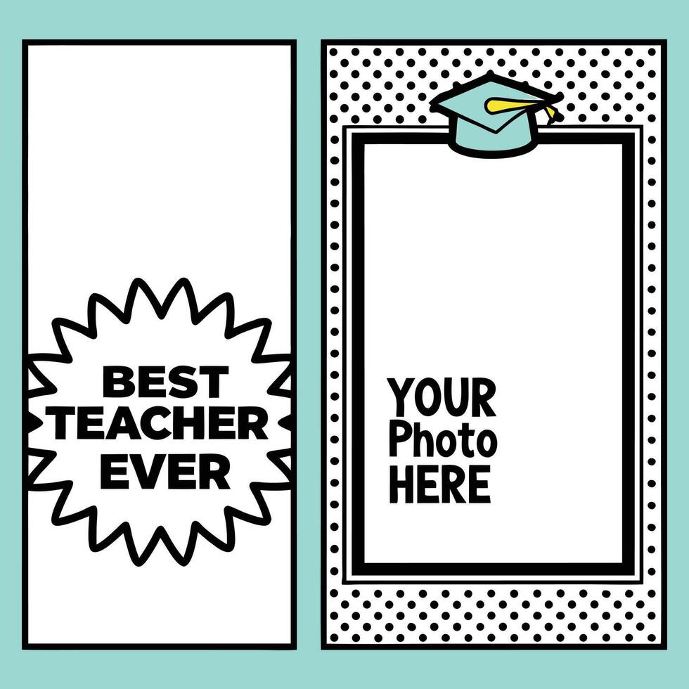 Colorful Comic Book Style Teacher Appreciation Template Best Teacher Ever Photo Frame vector
