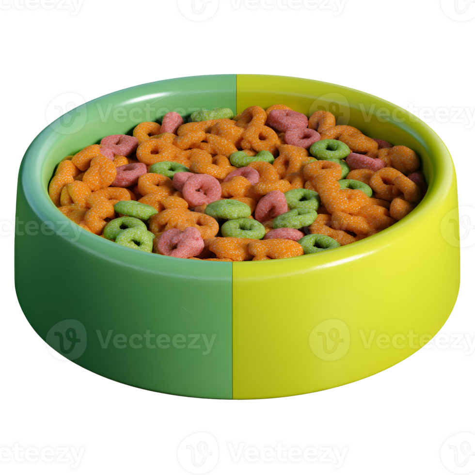 A bowl of cereal with colorful cereal in it png