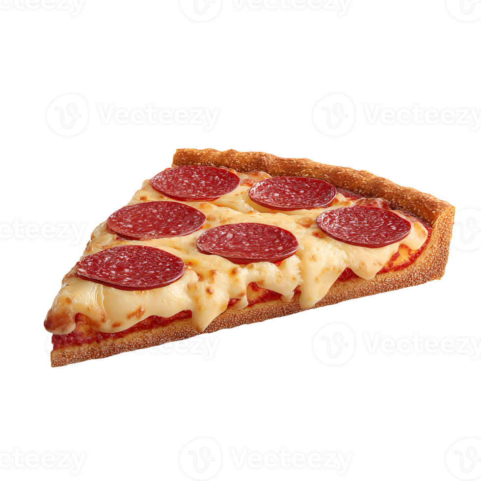 Delicious pepperoni pizza slice cheesy crust savory toppings yummy food png