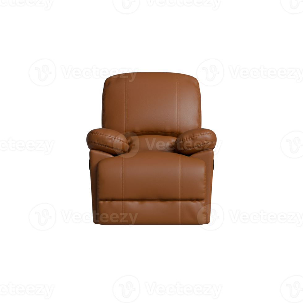 A recliner chair with a brown leather seat png