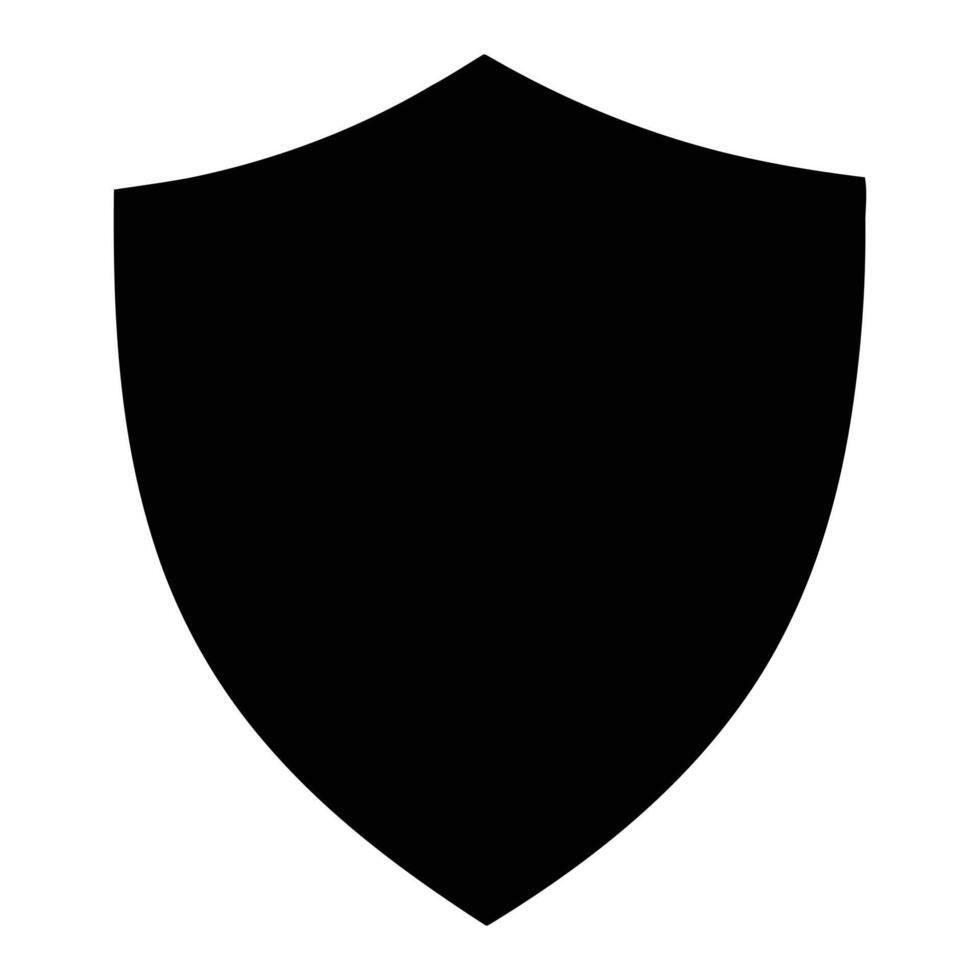 Black shield silhouette on white background representing protection and security concepts vector