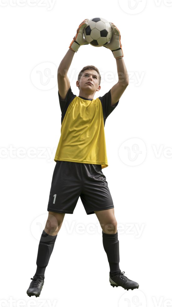 A boy holding a soccer ball in his hands png