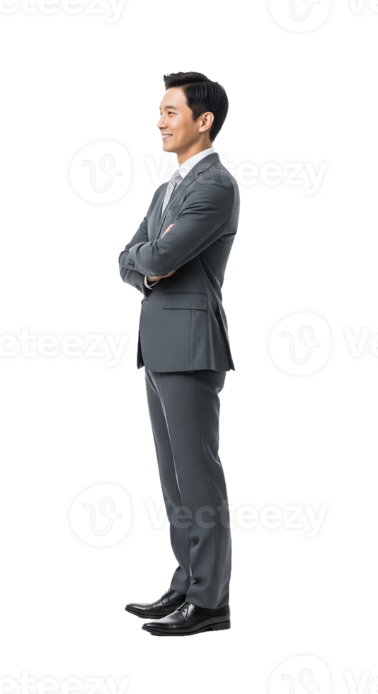 Businessman standing with arms crossed png