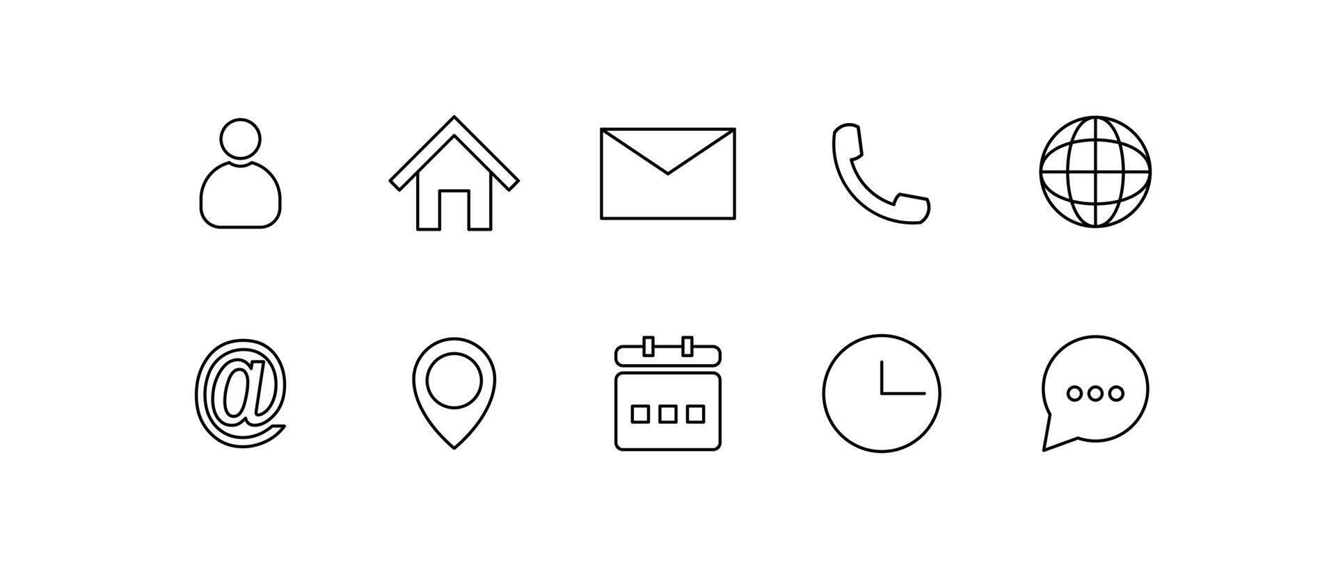 contact icons set vector