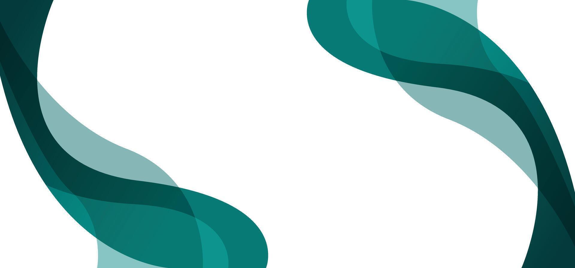Emerald green abstract fluid wave border on a white background vector