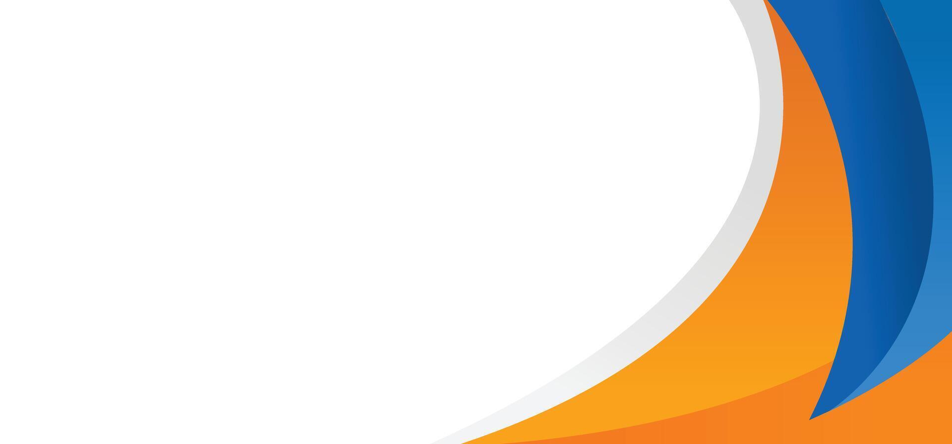 Abstract blue and orange curves border banner background on white copy space vector