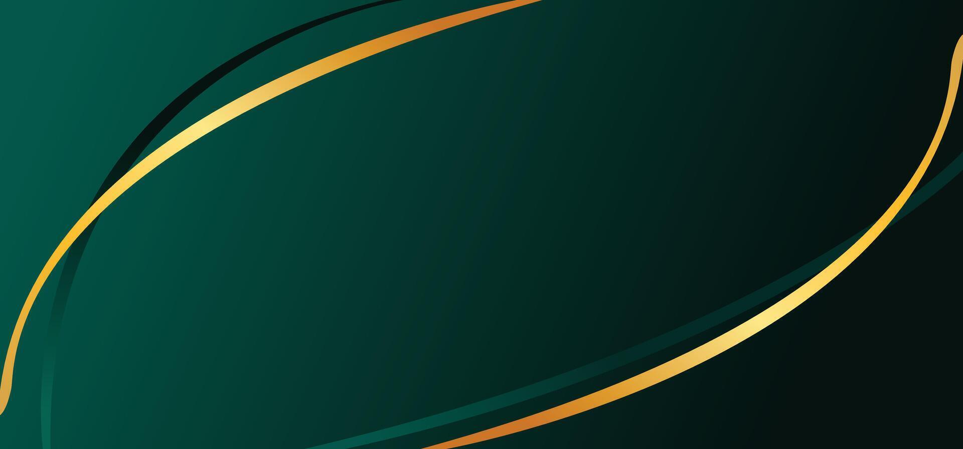 Luxury emerald green abstract background with elegant golden lines and gradient vector