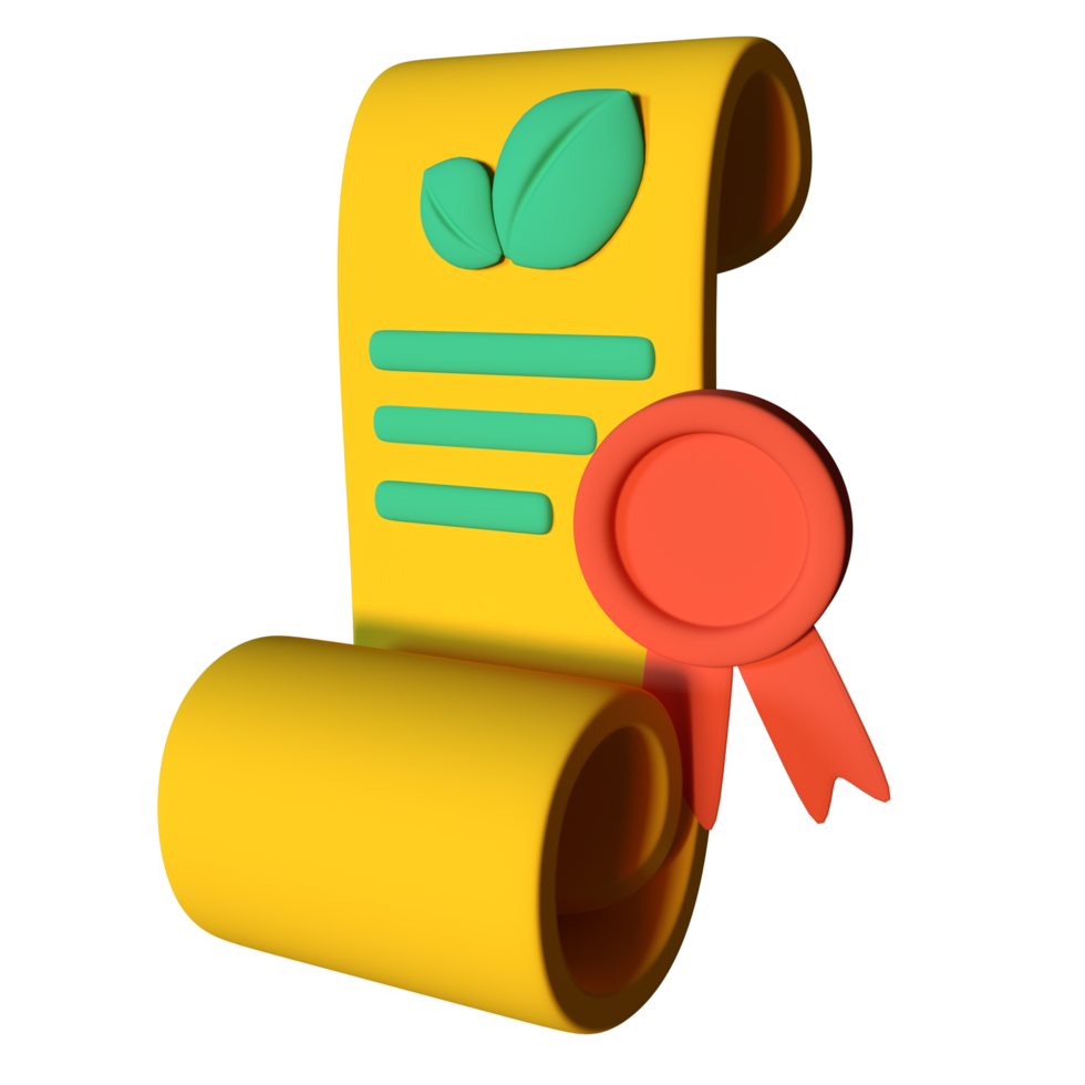 A yellow roll of paper with a green ribbon png