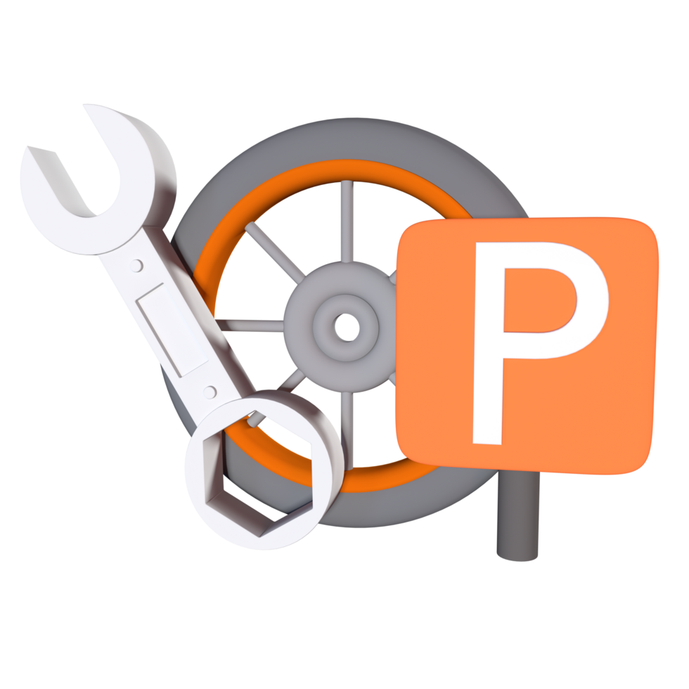 icon 3d A wrench and a sign with the letter p png