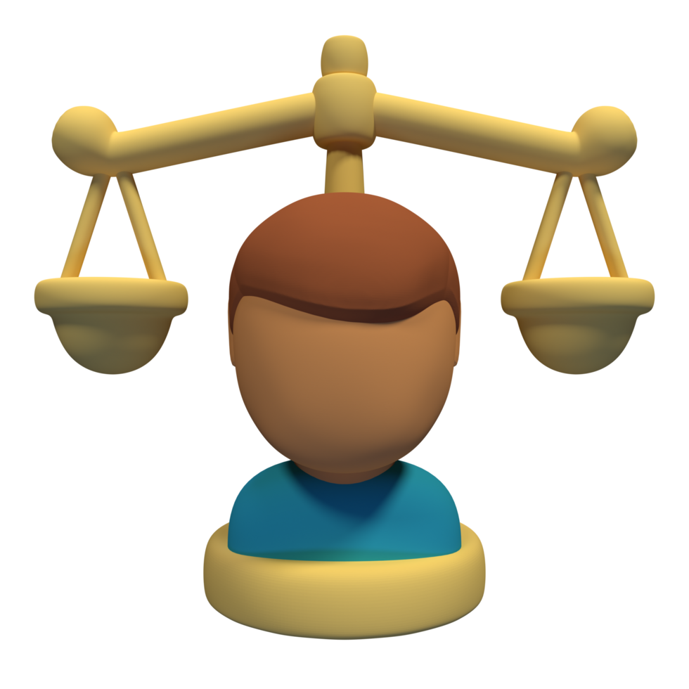 A cartoon man is standing on a balance scale png