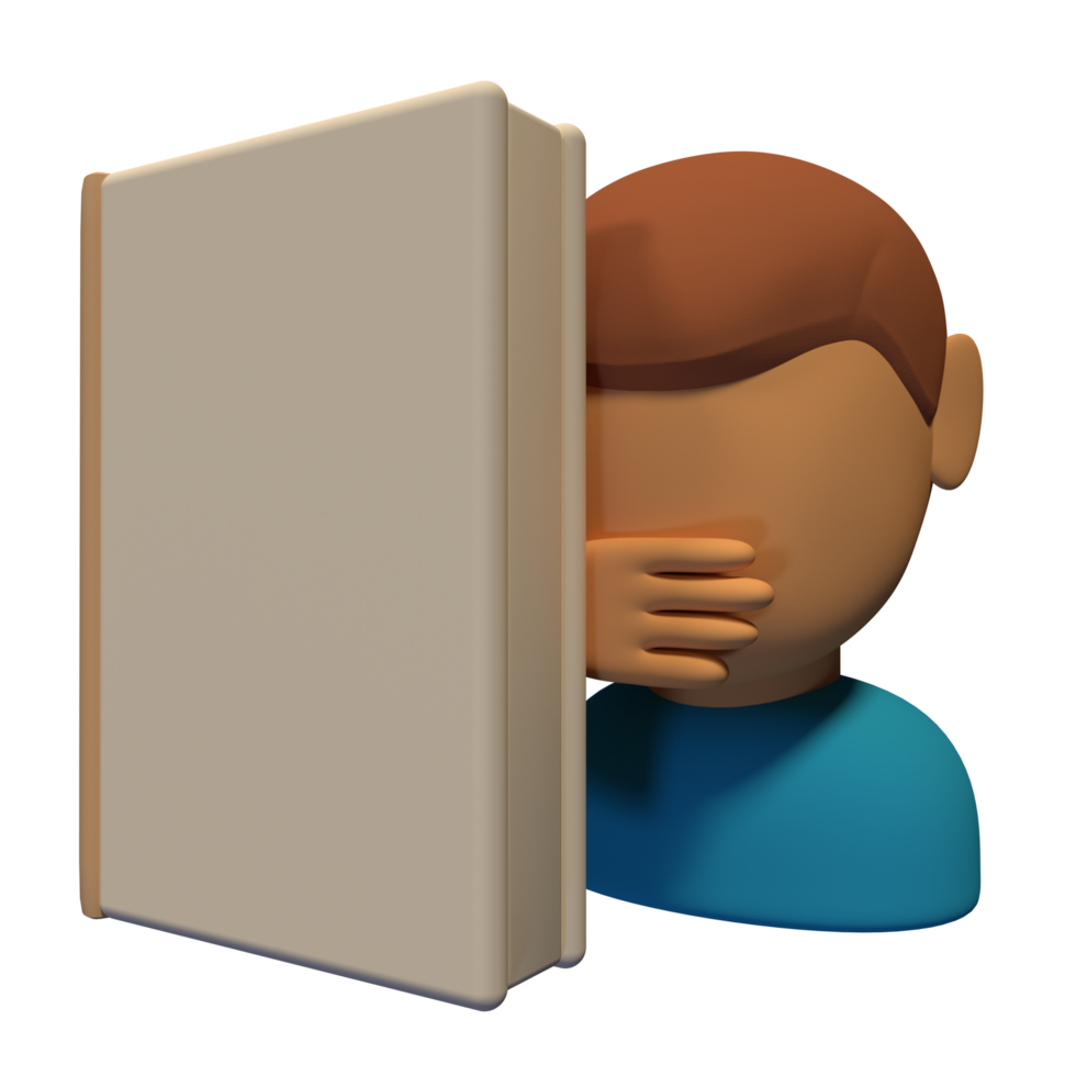 A man hiding his face behind a book png