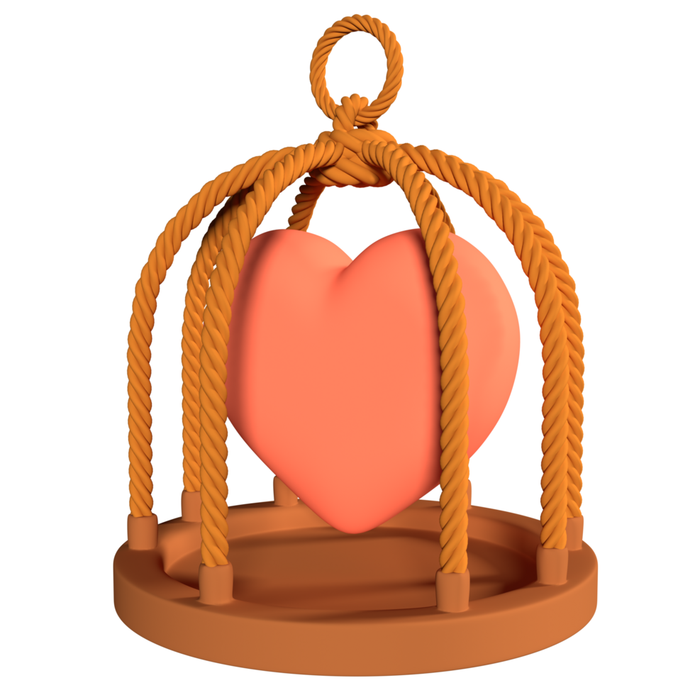 A heart in a cage with rope png