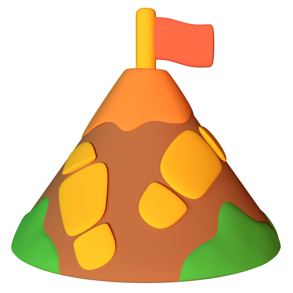 iicon A cartoon mountain with a flag on top png