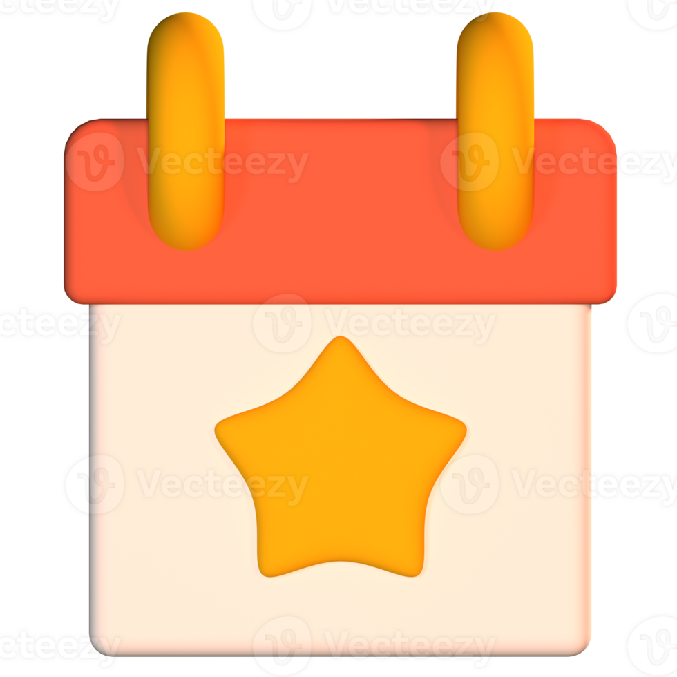 A calendar with a star on it png