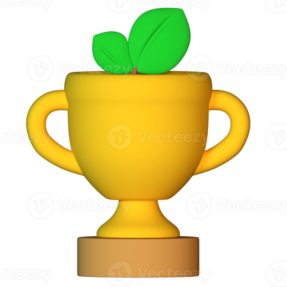 A trophy with a plant in it png