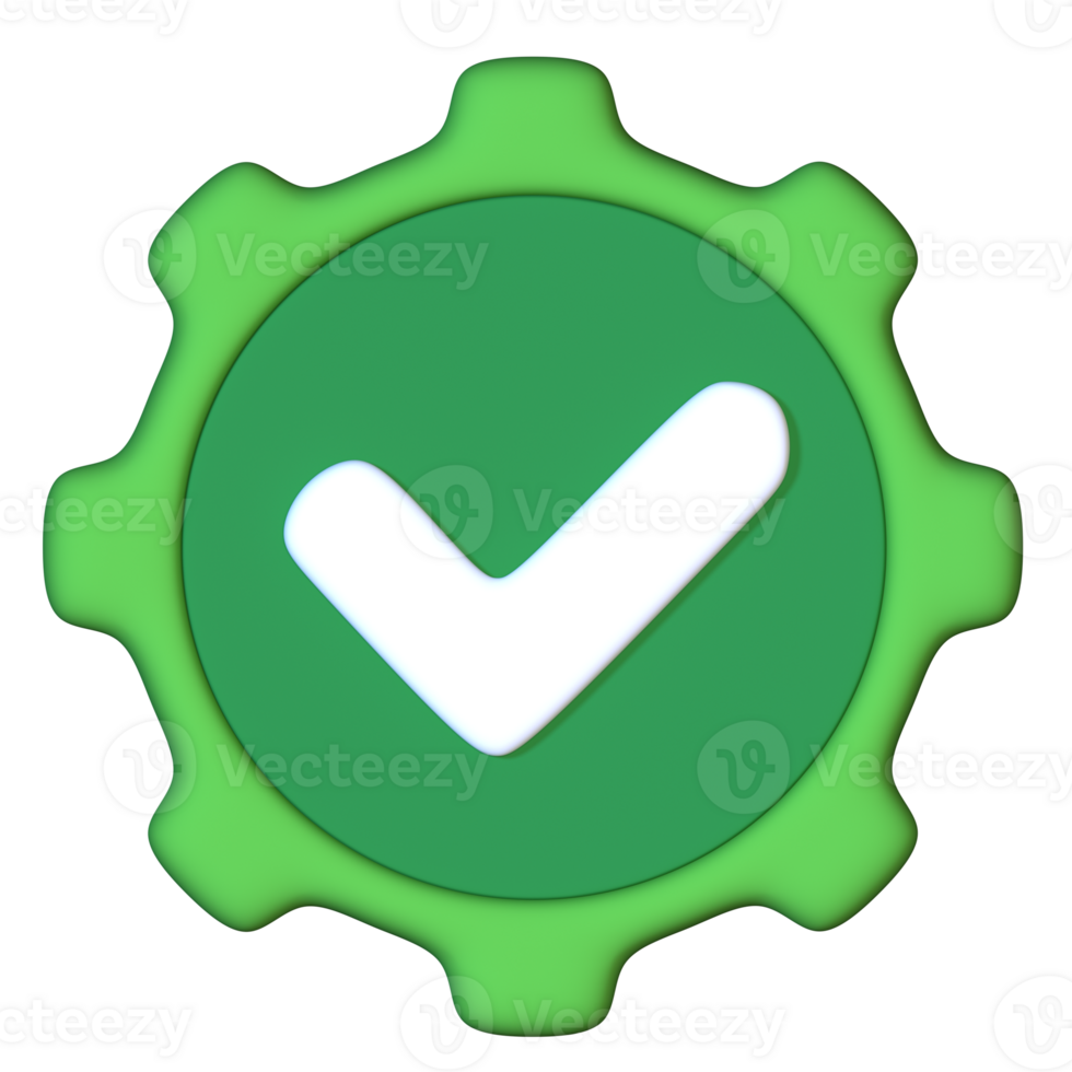 icon A green check mark on a gear wheel png
