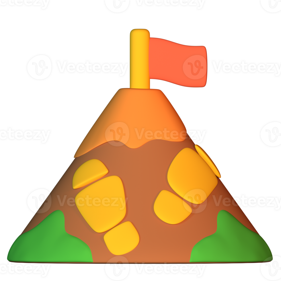 icon A cartoon mountain with a flag on top png