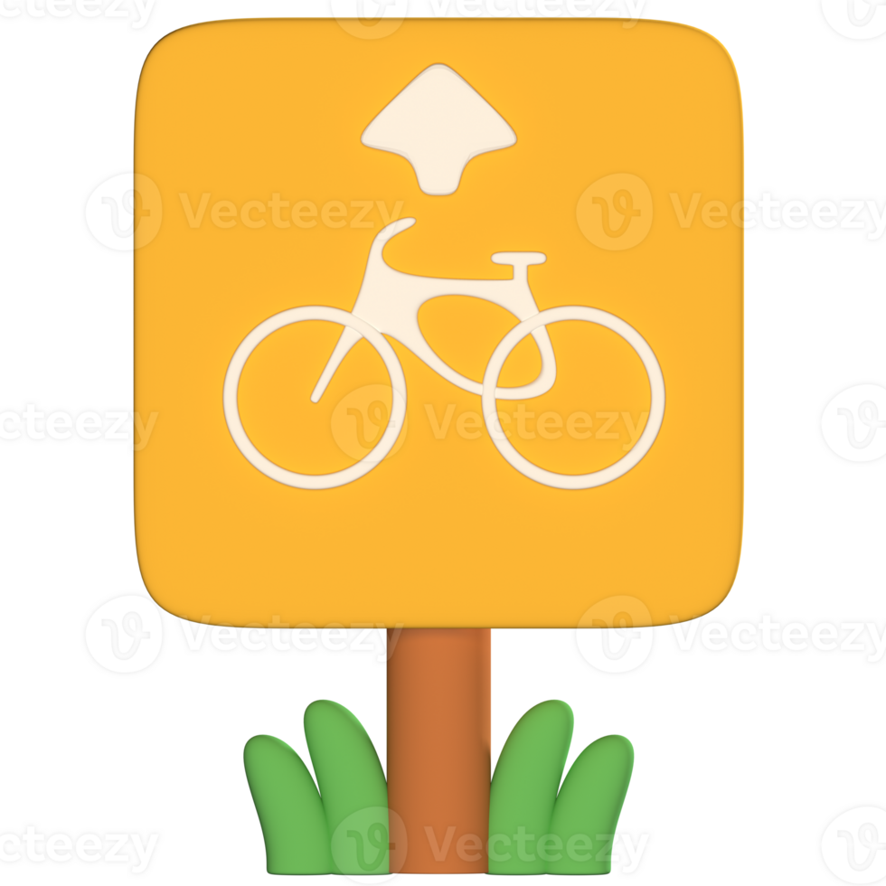 A yellow sign with a bicycle on it png