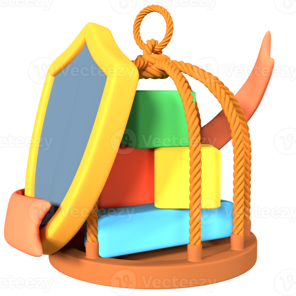 A colorful bird cage with a shield and a sword png