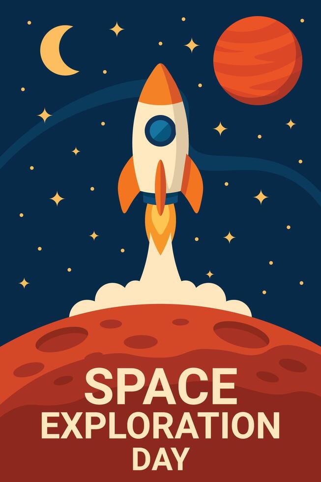 Space exploration day illustration vector