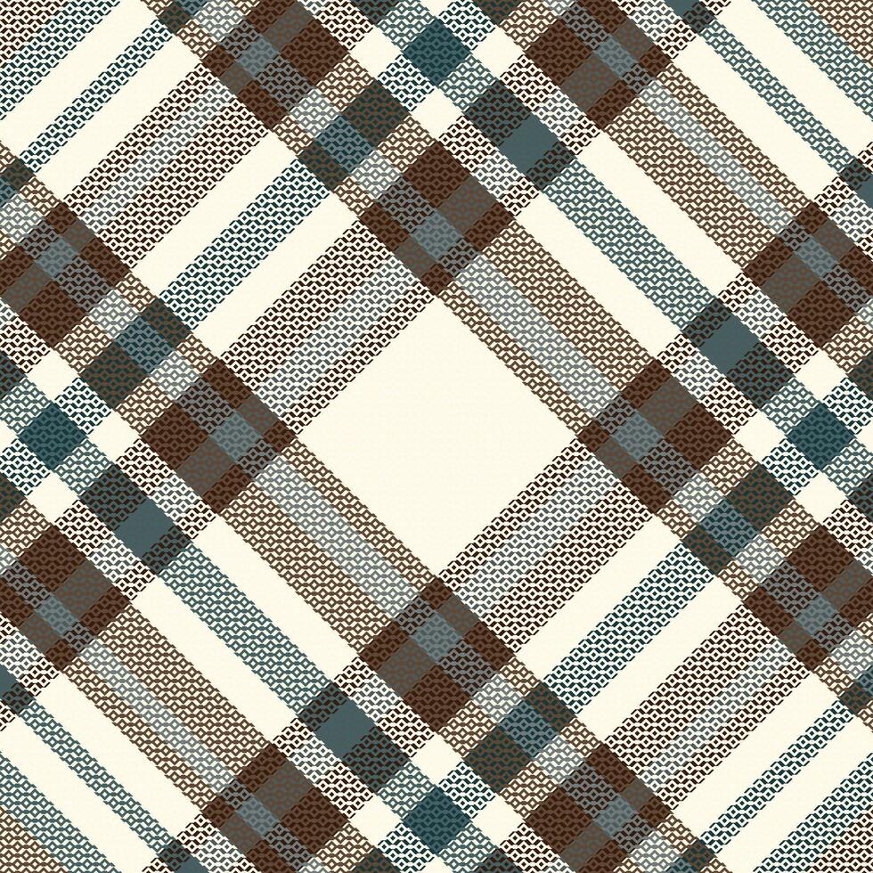 A plaid fabric pattern in blue and brown vector