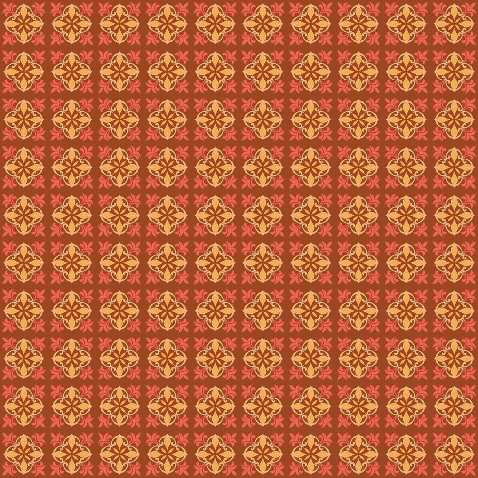A red and yellow pattern with a floral design vector