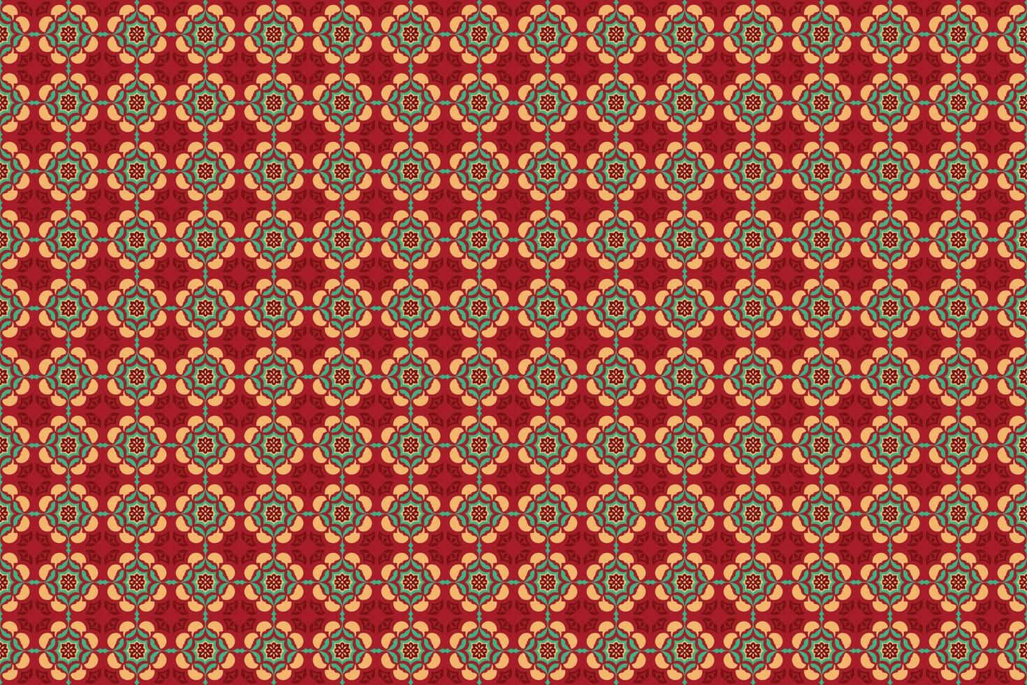 A red and green patterned fabric vector