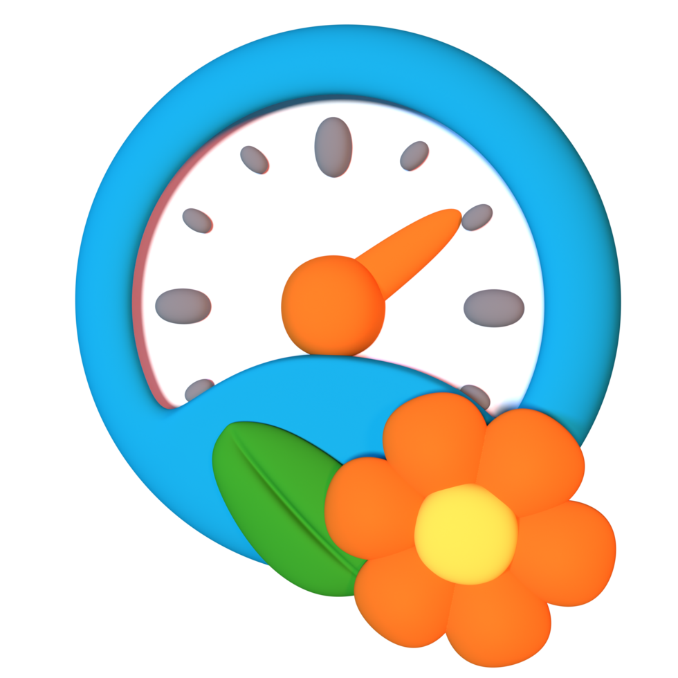 A flower and a speedometer in a circle png