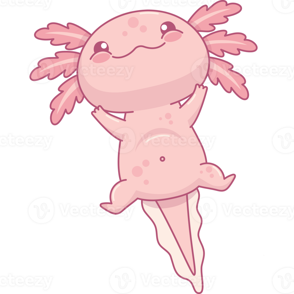 Cute happy pink Axolotl png