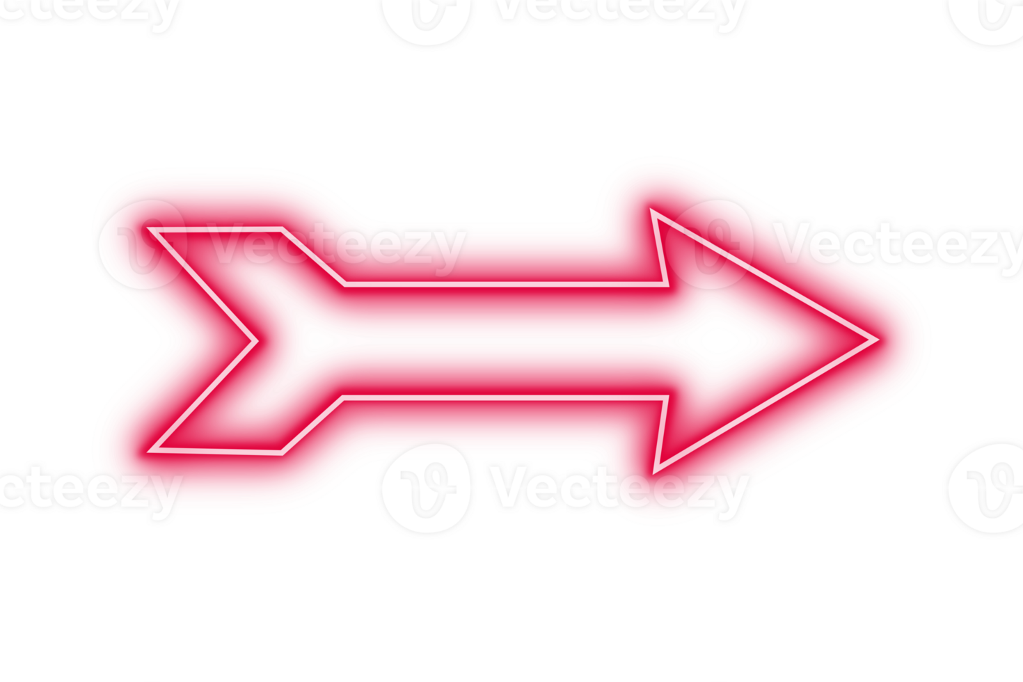 Red bright glowing neon arrow sign with 3d design pointing right on transparent background light symbol electric glow element isolated direction pointer illustration png