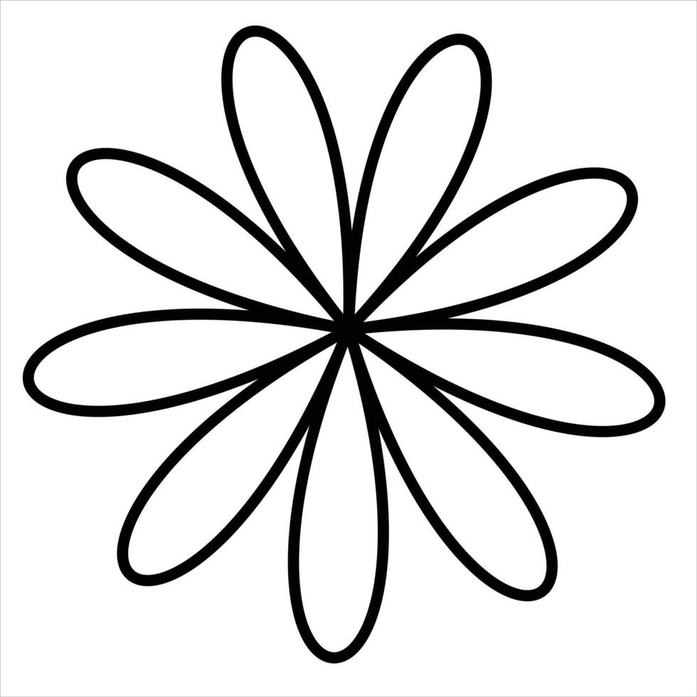 Simple Black and White Flower Outline vector