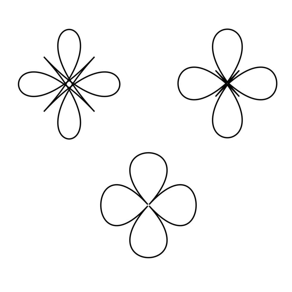 Geometric Floral Arrangements in Line Art shape outline vector