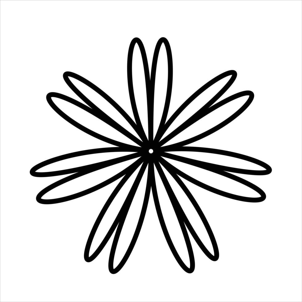 Simple Black and White Floral Outline vector