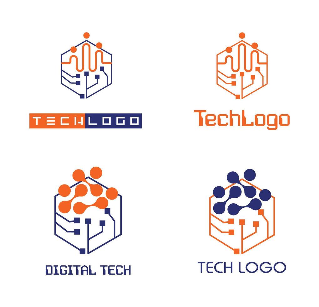 Minimalist Tech Logo Set vector