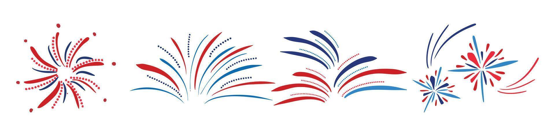 Fourth of July Fireworks Set vector