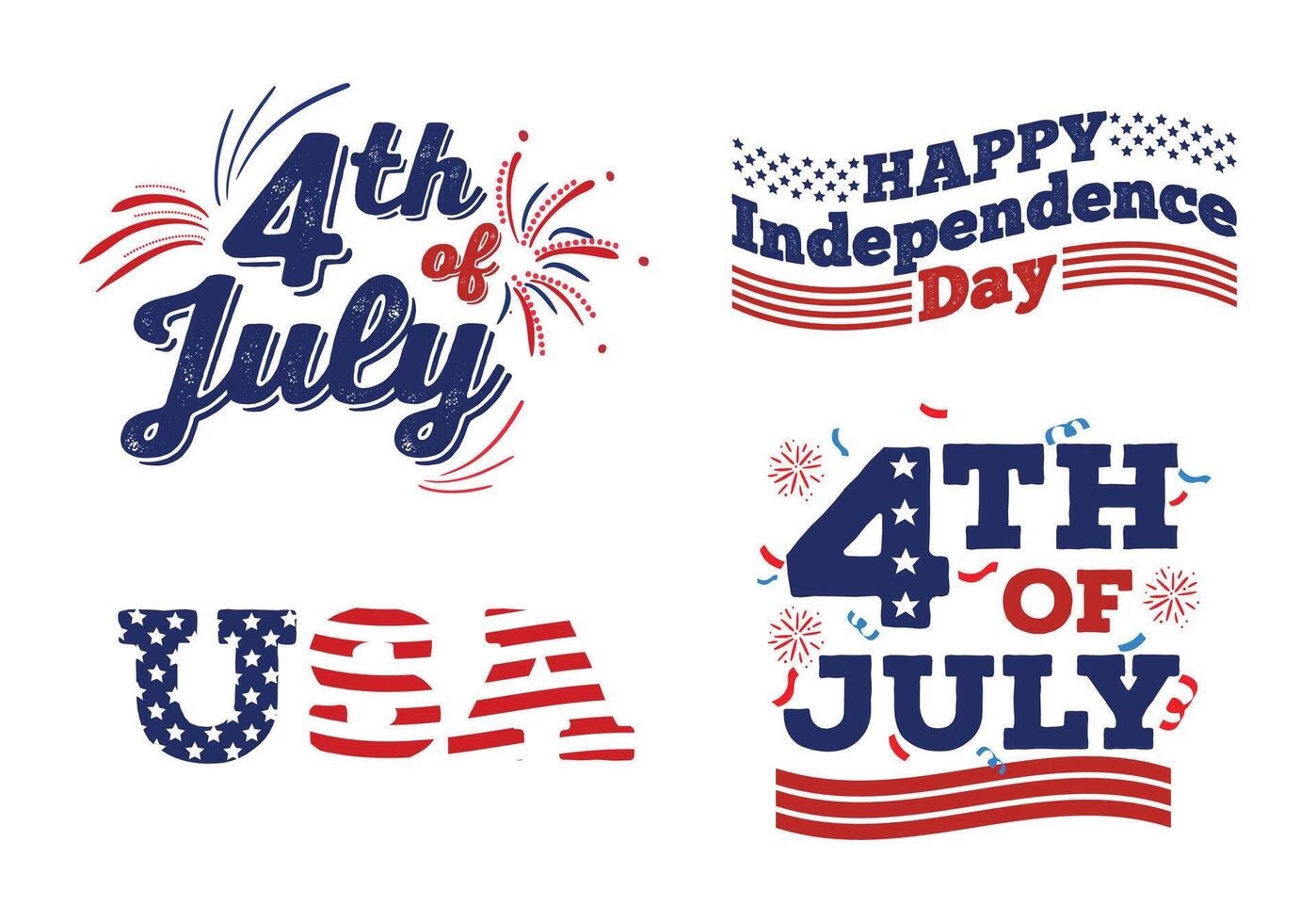 4th of July Typography Badge Set vector