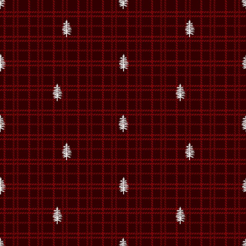 Simple Christmas tree pattern on red cell background. Pattern for new year and holidays background design vector