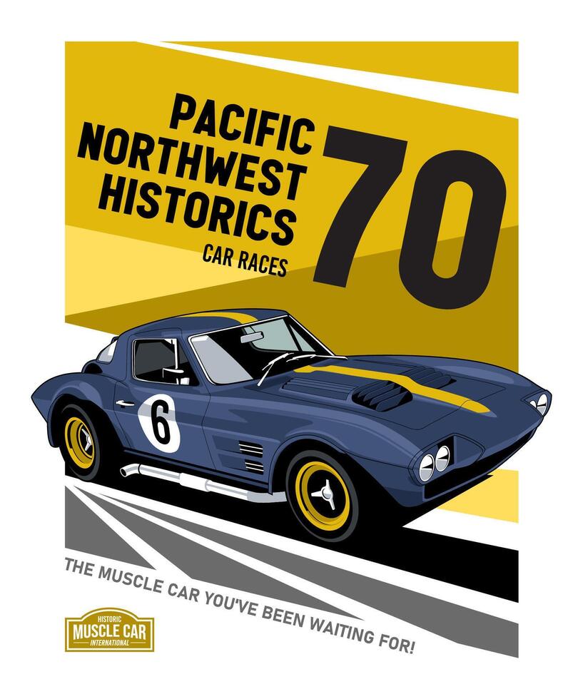 Classic muscle car at Pacific Northwest Historics vector