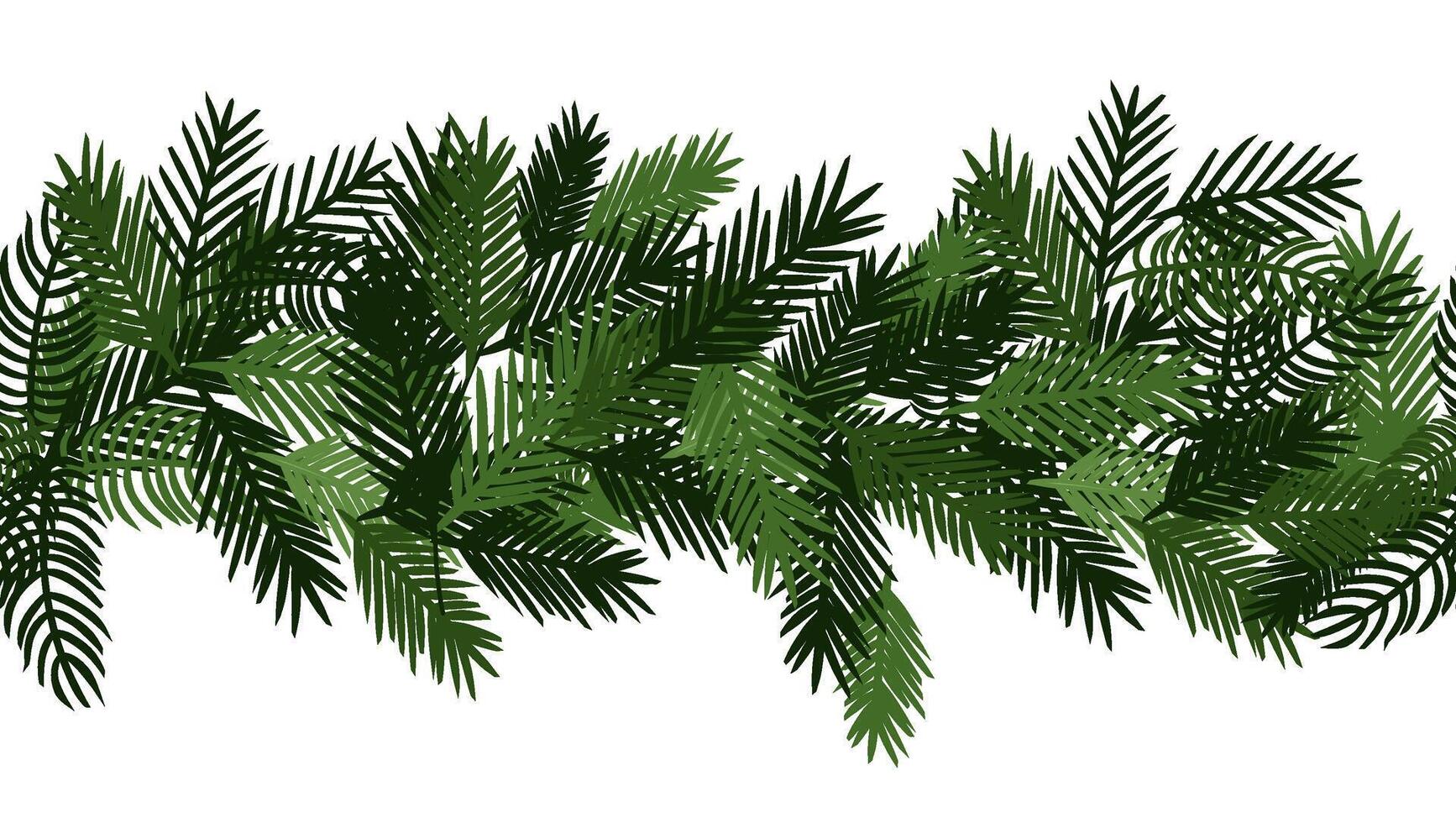 Christmas tree branches Seamless horizontal border. graphic line ink illustration. Holiday garland isolated. For logo, web, package, sticker. vector